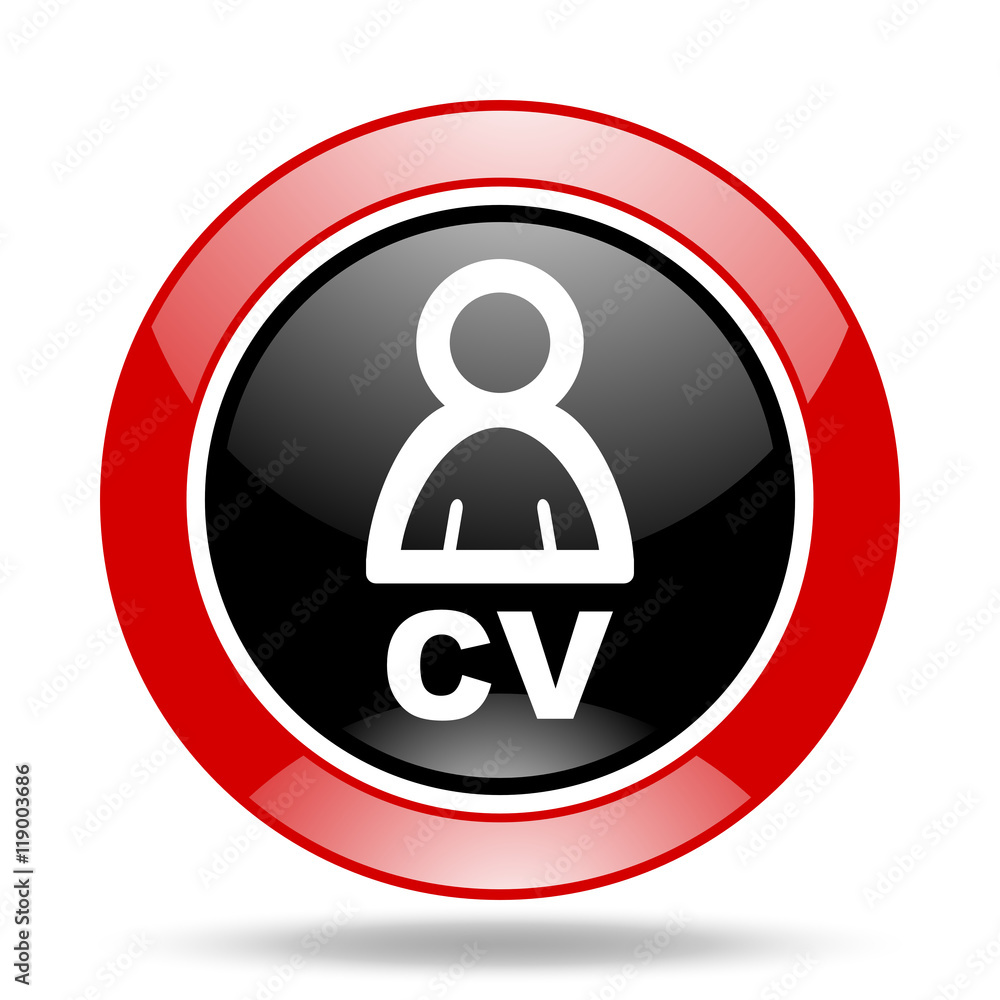 Poster cv red and black web glossy round icon
