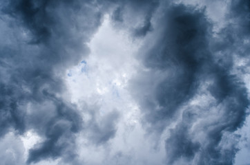 storm cloud background before rain. Dark Clouds. Huge black clouds on sunset. cloudy dark sky. Background of dark clouds before a thunder-storm. dark storm clouds before rain