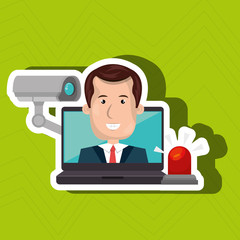 man laptop secutiry save vector illustration eps 10