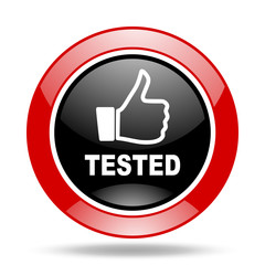 tested red and black web glossy round icon
