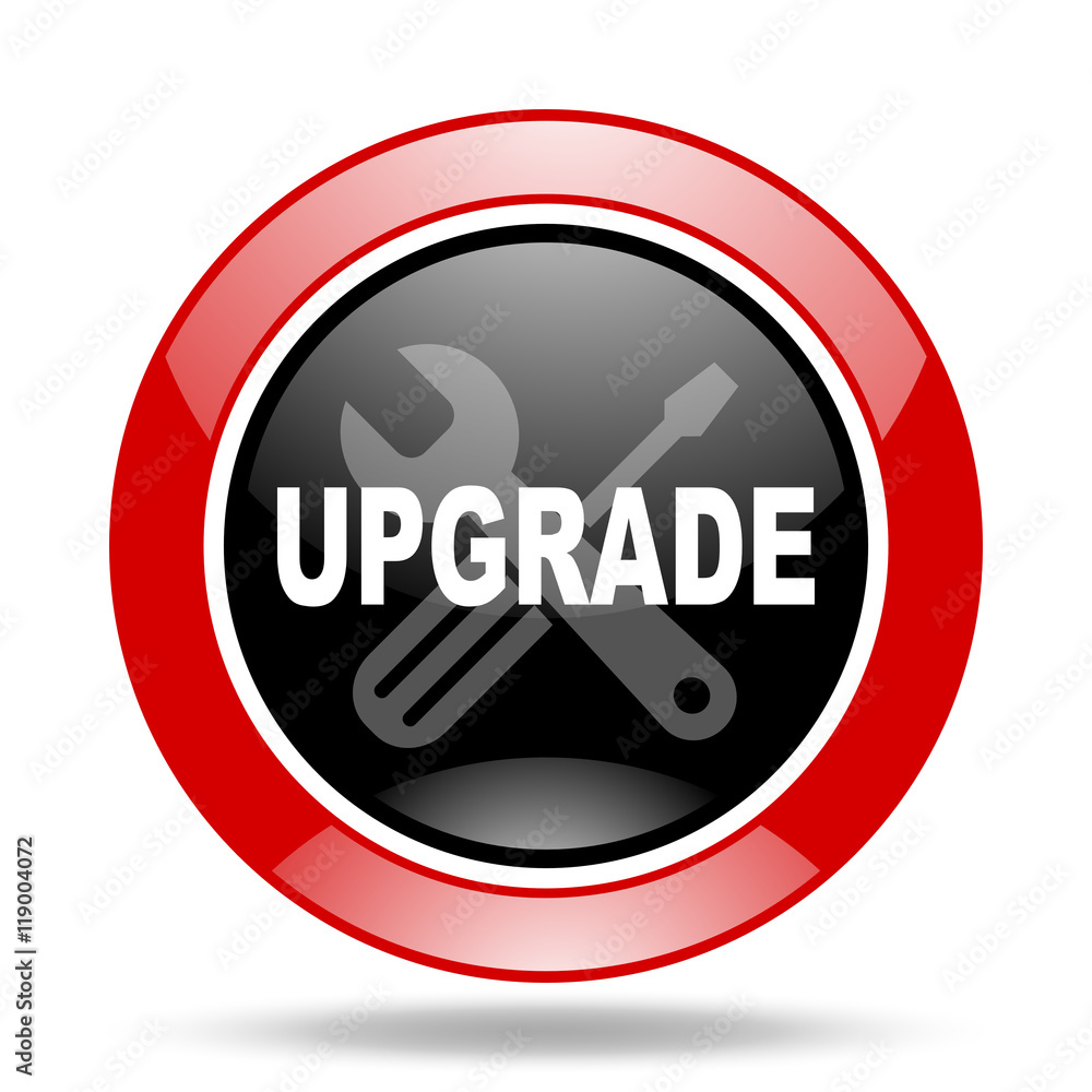 Poster upgrade red and black web glossy round icon