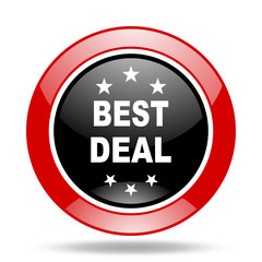 best deal red and black web glossy round icon