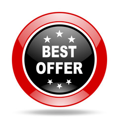 best offer red and black web glossy round icon