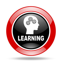 learning red and black web glossy round icon