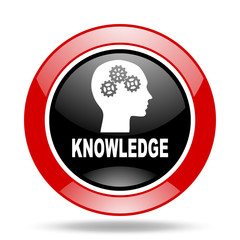 knowledge red and black web glossy round icon