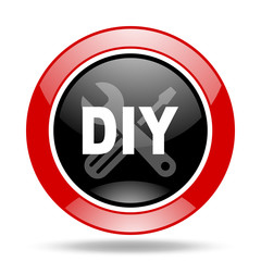 diy red and black web glossy round icon