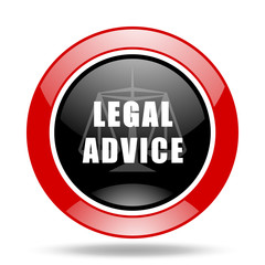 legal advice red and black web glossy round icon