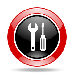 tool red and black web glossy round icon