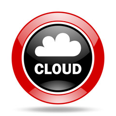 cloud red and black web glossy round icon