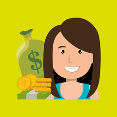 woman money cash coins vector illustration eps 10