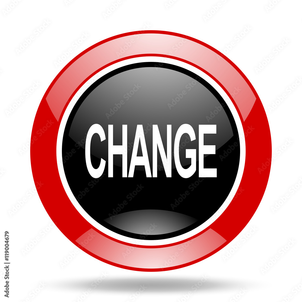 Poster change red and black web glossy round icon