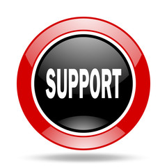 support red and black web glossy round icon
