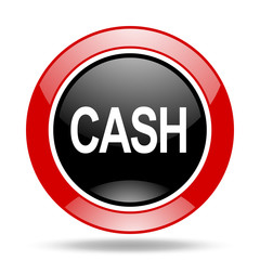 cash red and black web glossy round icon