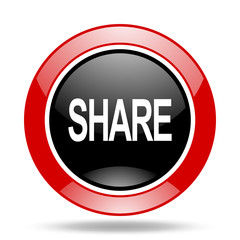 share red and black web glossy round icon