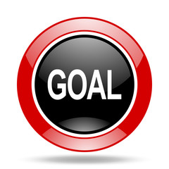 goal red and black web glossy round icon