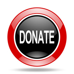 donate red and black web glossy round icon