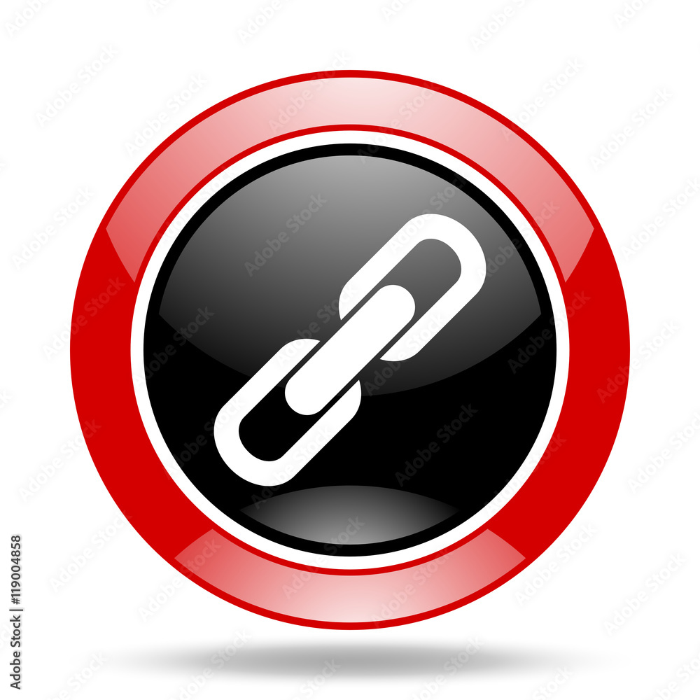 Poster link red and black web glossy round icon