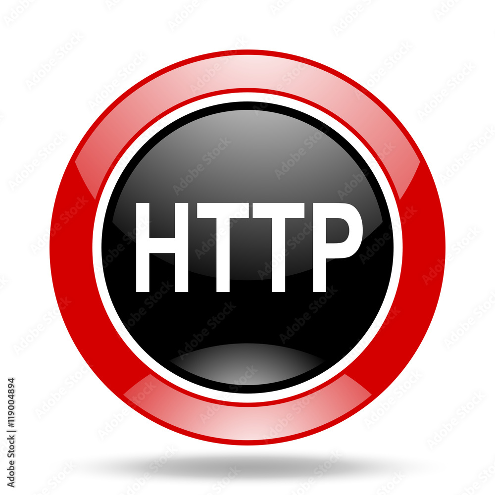Poster http red and black web glossy round icon
