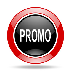 promo red and black web glossy round icon