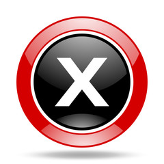 Fototapeta premium cancel red and black web glossy round icon