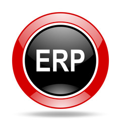erp red and black web glossy round icon