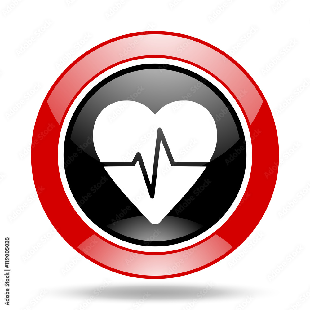 Aufkleber pulse red and black web glossy round icon