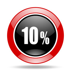10 percent red and black web glossy round icon