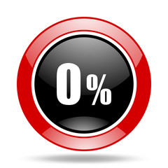0 percent red and black web glossy round icon
