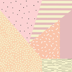 Fototapeta premium Trendy memphis style background with retro style texture, pattern and geometric elements. Vector illustration