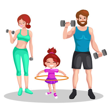 sport family vector set.fitness people, fitness concept, fitness gym, Fitness woman and man, child fitness