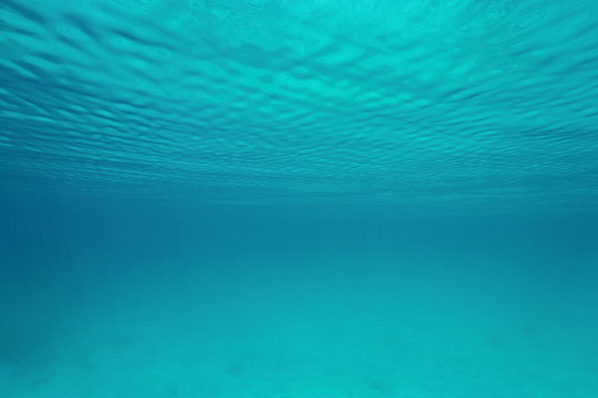 Ripples of calm water surface underwater, natural scene, Caribbean sea