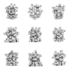Abstract 3d cubes. set