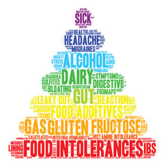 Food Intolerances word cloud on a white background. 