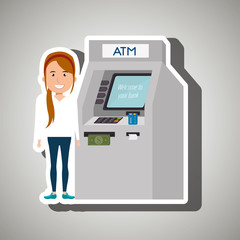 woman atm money credit vector illustration eps 10