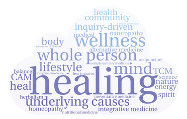 Obraz premium Healing Word Cloud on a white background. 