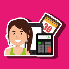 woman smartphone tax money vector illustration eps 10