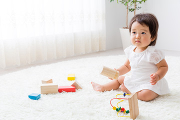 portrait of asian baby relaxing