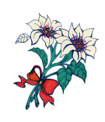 Watercolor Summer Garden Blooming Flower on White Background.