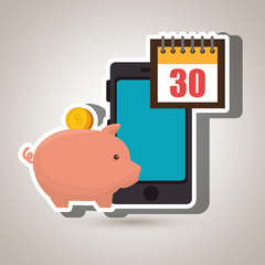 smartphone piggy taxes vector illustration eps 10
