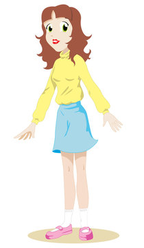 Illustration depicting a teenage girl manga style. Ideal for catalogs, informational and institutional materials
