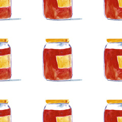Jar of homemade marmalade Strawberry jam