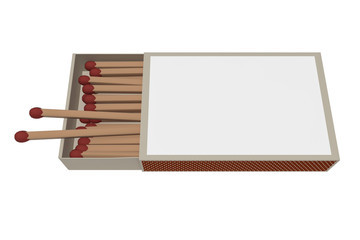 Naklejka na ściany i meble Matchbox With Matches Isolated On A White Background, 3d illustration