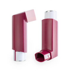 Asthma inhalers: сlosed and ready to use.