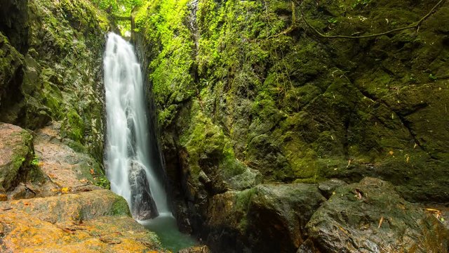 phuket island day time famous waterfall panorama 4k time lapse thailand
