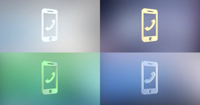 Animated Mobile Call 3d Icon Loop Modules for edit with alpha matte
