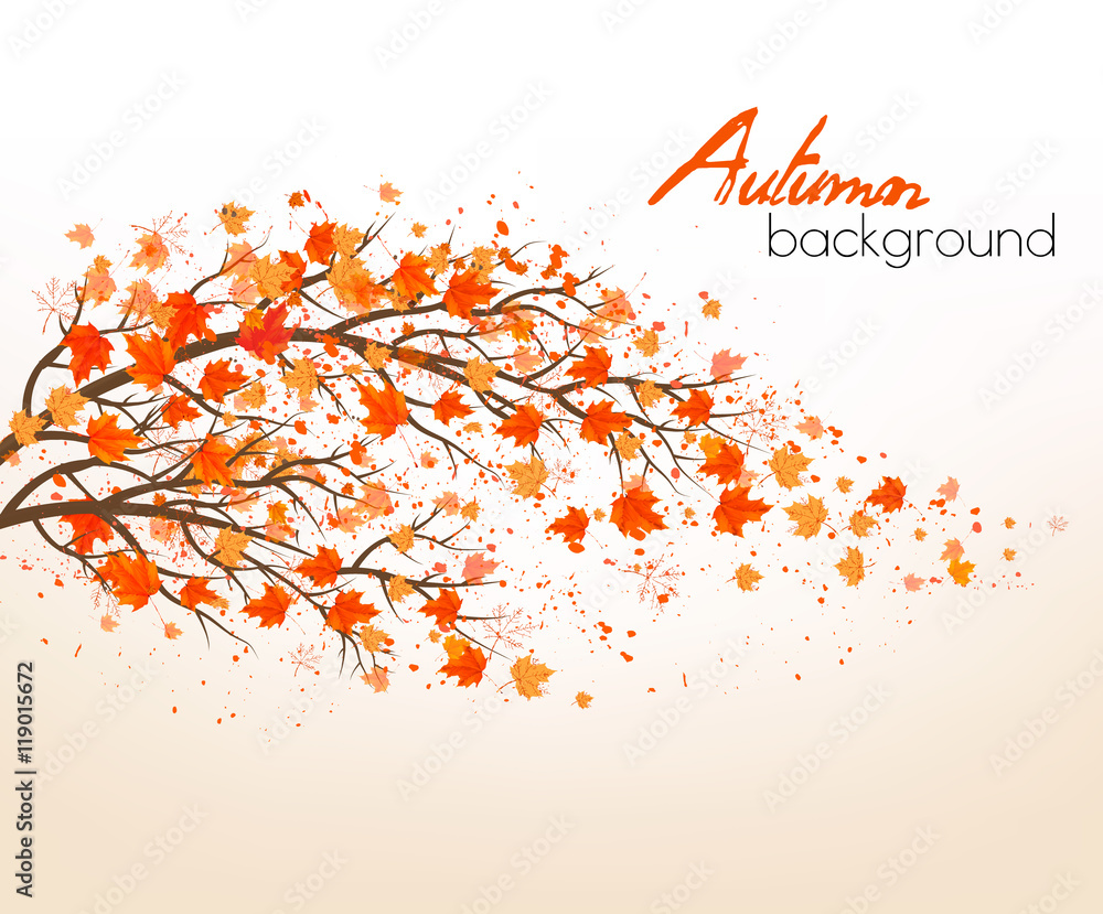 Aufkleber autumn abstract background with colorful leaves. vector