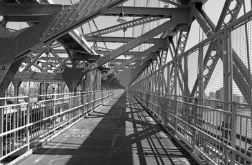 Wiliamsburg Bridge connecting Manhattan and Brooklyn over East River, New York City