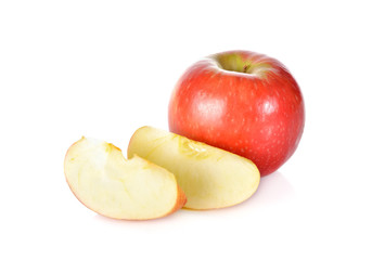 Naklejka na ściany i meble whole and slice apple on white background