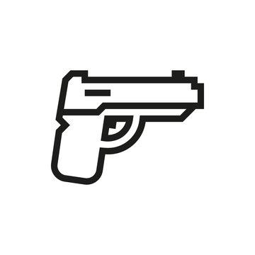 powerful pistol, handgun icon on white background