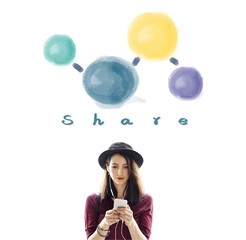 Share Sharing Connecting Network Social Media Concept